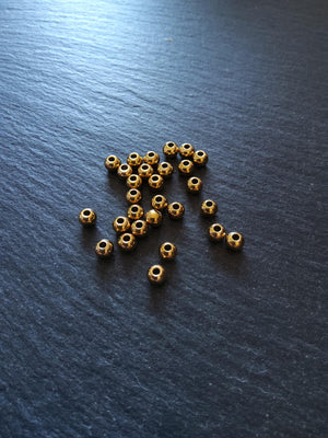 10 or 50 Gold 4mm Stainless Steel Solid Round Ion Plated Spacer Beads 4x3mm Hole: 1.5mm