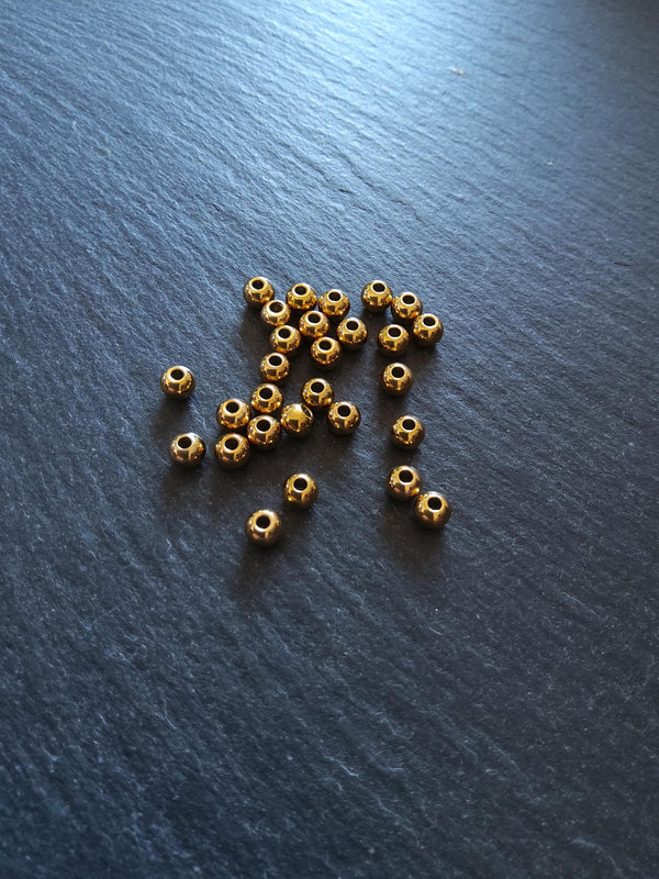 10 or 50 Gold 4mm Stainless Steel Solid Round Ion Plated Spacer Beads 4x3mm Hole: 1.5mm