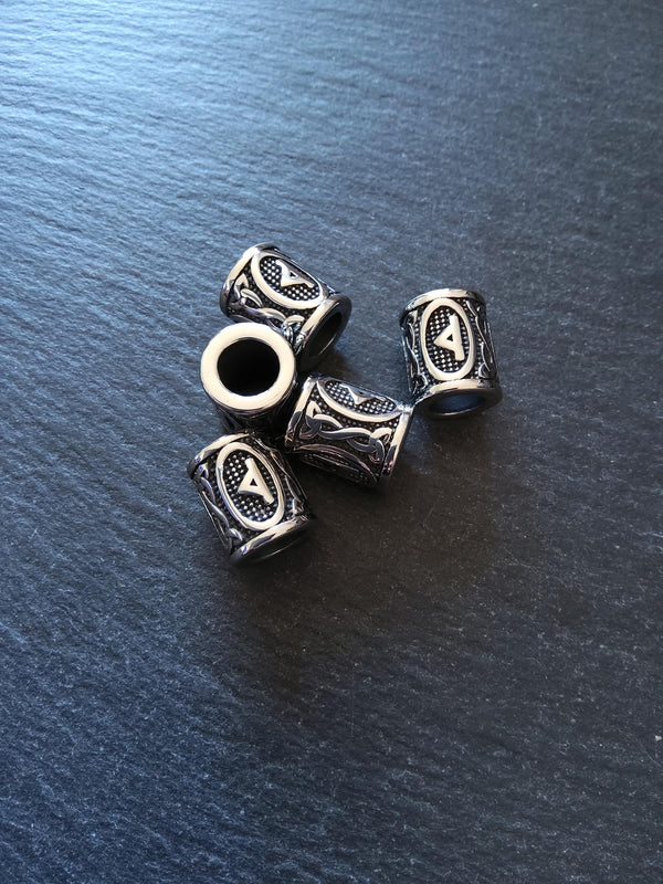 1 or 5 Thurisaz ᚦ Rune Beads Stainless Steel Elder Futhark 16x13mm Hole: 8mm - ContentedCatz