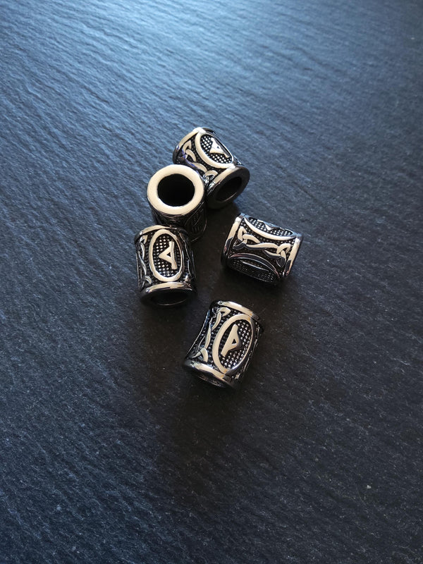 1 or 5 Thurisaz ᚦ Rune Beads Stainless Steel Elder Futhark 16x13mm Hole: 8mm - ContentedCatz