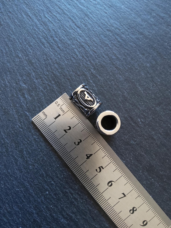 1 or 5 Thurisaz ᚦ Rune Beads Stainless Steel Elder Futhark 16x13mm Hole: 8mm - ContentedCatz
