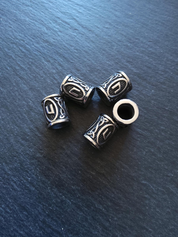 1 or 5 Uruz ᚢ Rune Beads Stainless Steel Elder Futhark 16x13mm Hole: 8mm