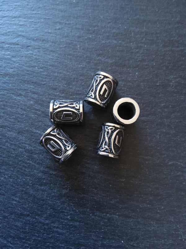 1 or 5 Uruz ᚢ Rune Beads Stainless Steel Elder Futhark 16x13mm Hole: 8mm