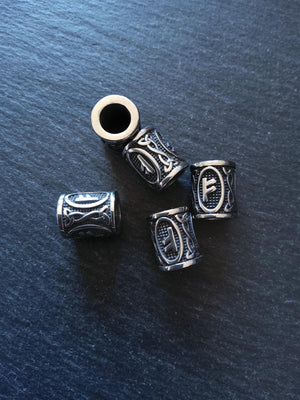 1 or 5 Fehu ᚠ Rune Beads Stainless Steel Elder Futhark 16x13mm Hole: 8mm