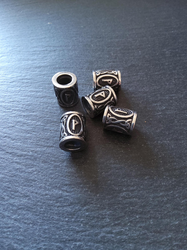 1 or 5 Stainless Steel Wunjo ᚹ Rune Beads Elder Futhark 18x16mm Hole: 8mm - ContentedCatz
