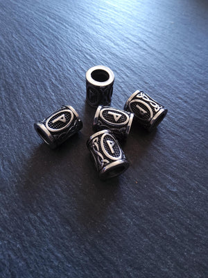 1 or 5 Stainless Steel Wunjo ᚹ Rune Beads Elder Futhark 18x16mm Hole: 8mm - ContentedCatz