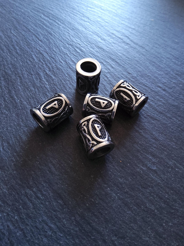 1 or 5 Stainless Steel Wunjo ᚹ Rune Beads Elder Futhark 18x16mm Hole: 8mm - ContentedCatz