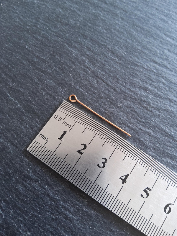 100 or 500 Antique Copper Tone Alloy Eye Pins 30mm Long, 0.7mm wide (21 gauge)