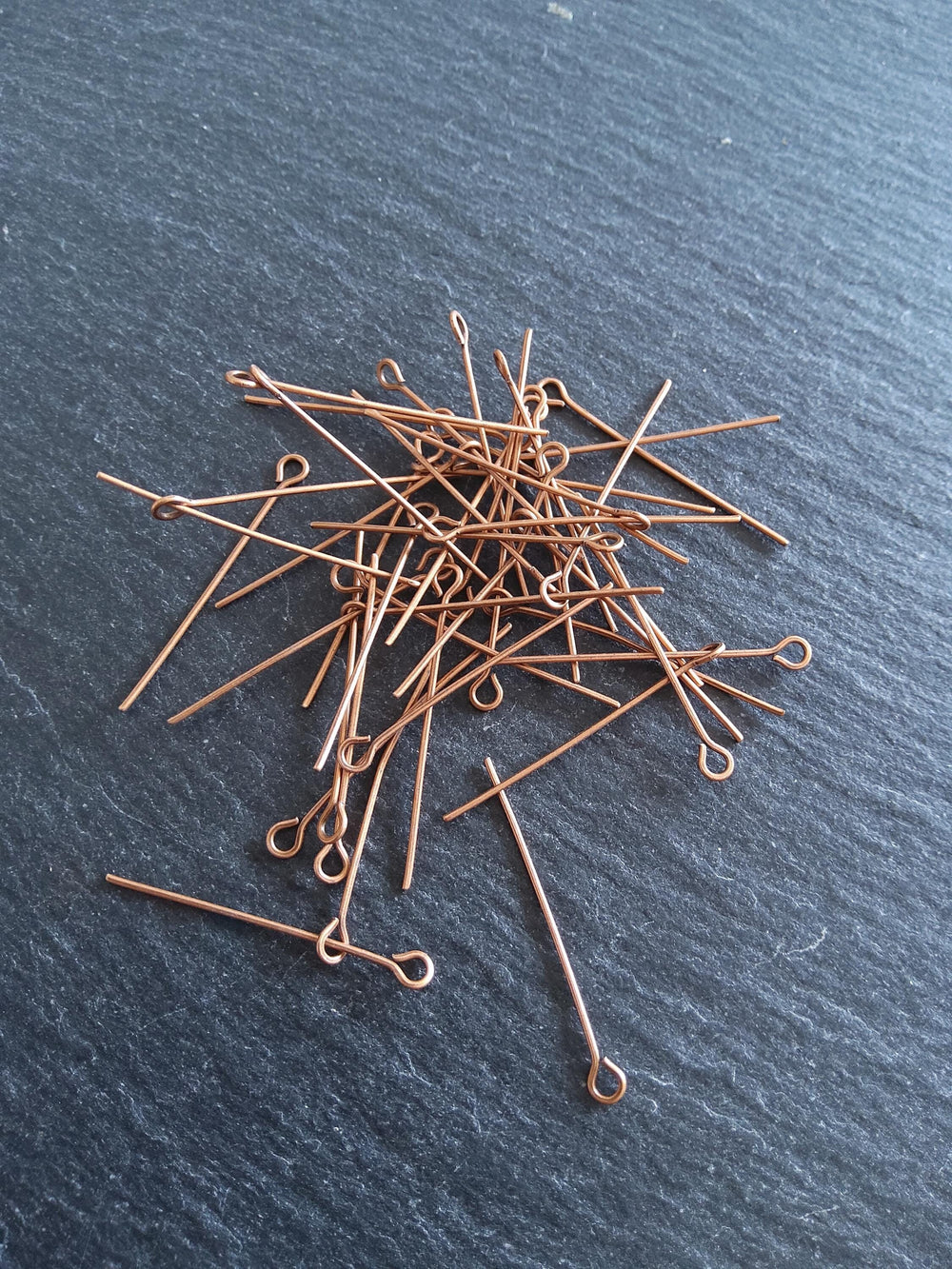100 or 500 Antique Copper Tone Alloy Eye Pins 30mm Long, 0.7mm wide (21 gauge)