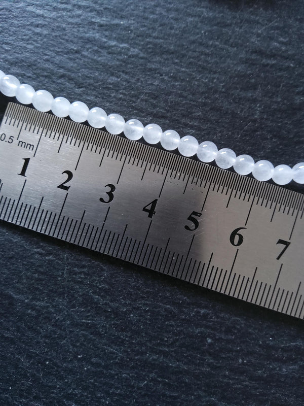 4.6mm Natural White Jade Round Undyed Polished Beads. Full 16 inch Strand Hole: 1mm