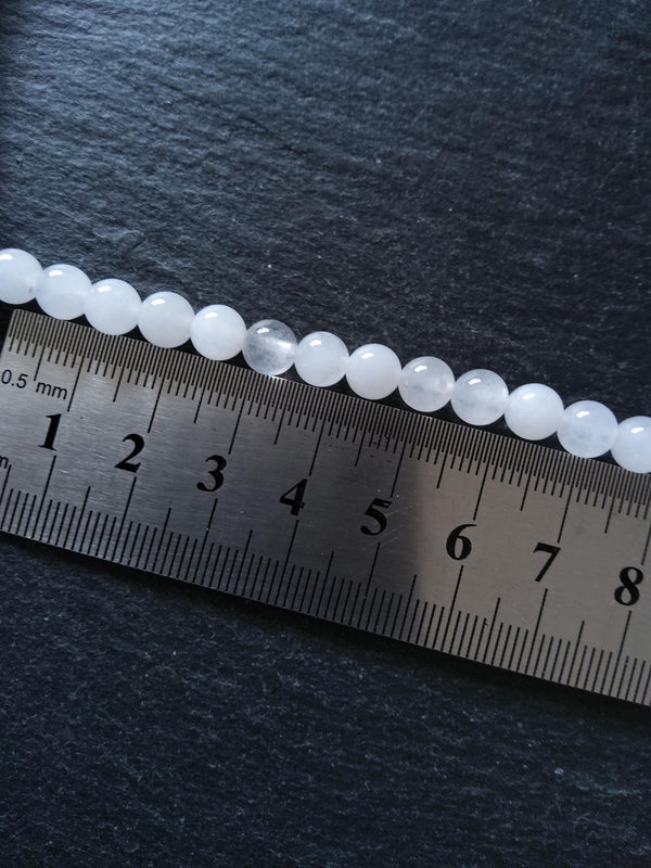6.5mm Natural White Jade Undyed Round Polished Beads Full 16 inch Strand Hole: 1mm