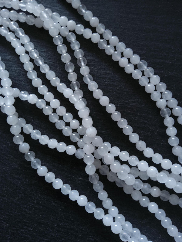 6.5mm Natural White Jade Undyed Round Polished Beads Full 16 inch Strand Hole: 1mm