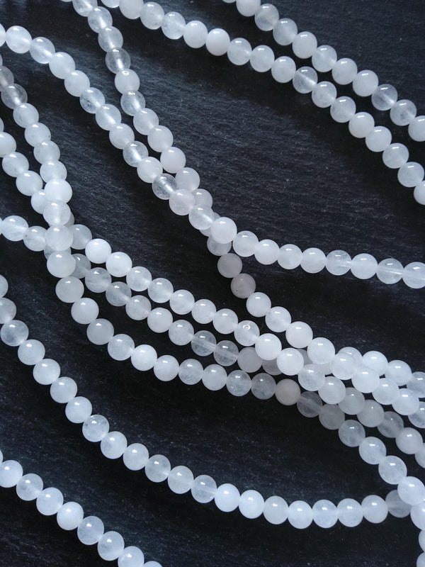 6.5mm Natural White Jade Undyed Round Polished Beads Full 16 inch Strand Hole: 1mm