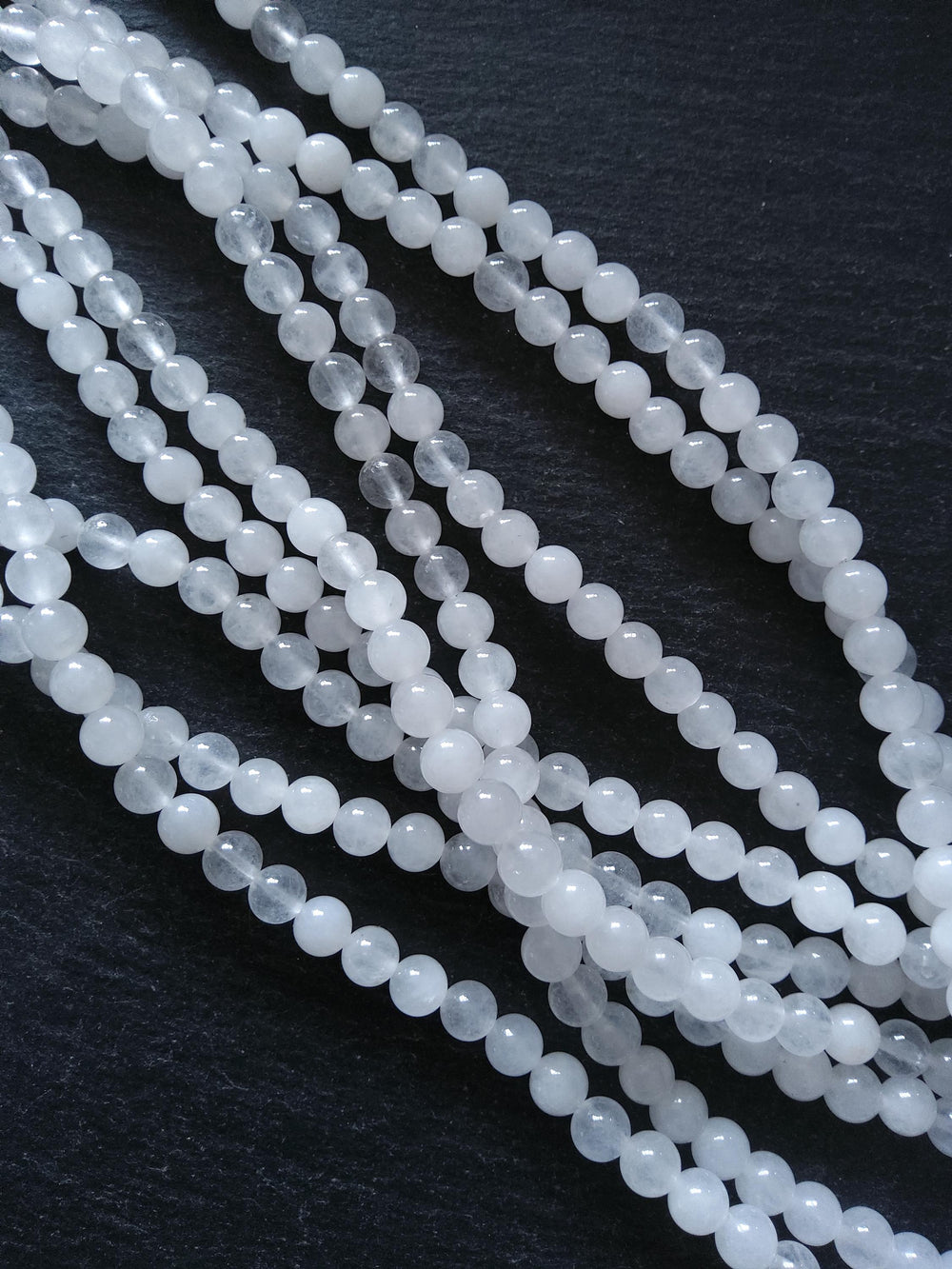 6.5mm Natural White Jade Undyed Round Polished Beads Full 16 inch Strand Hole: 1mm