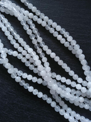 6.5mm Natural White Jade Undyed Round Polished Beads Full 16 inch Strand Hole: 1mm