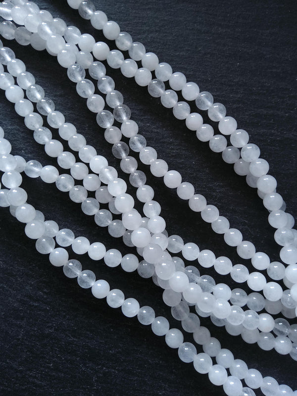 6.5mm Natural White Jade Undyed Round Polished Beads Full 16 inch Strand Hole: 1mm