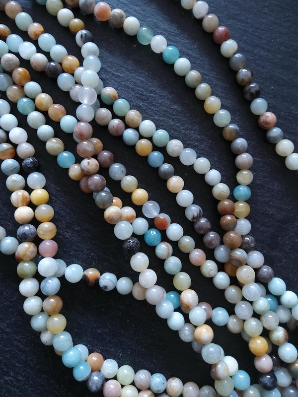 6.5mm Amazonite Beads Natural Undyed Polished Round Full 15.5 inch Strand Hole: 1mm