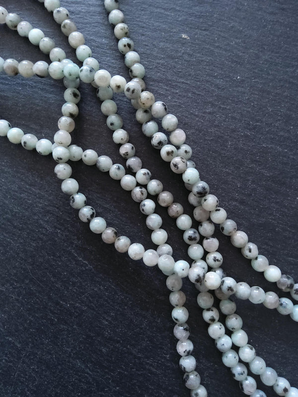 6.5mm Kiwi Sesame Jasper Natural Undyed Round Beads Full 15.7 inch Strand Hole: 1mm