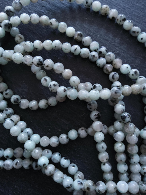 6.5mm Kiwi Sesame Jasper Natural Undyed Round Beads Full 15.7 inch Strand Hole: 1mm