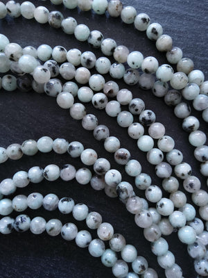 6.5mm Kiwi Sesame Jasper Natural Undyed Round Beads Full 15.7 inch Strand Hole: 1mm