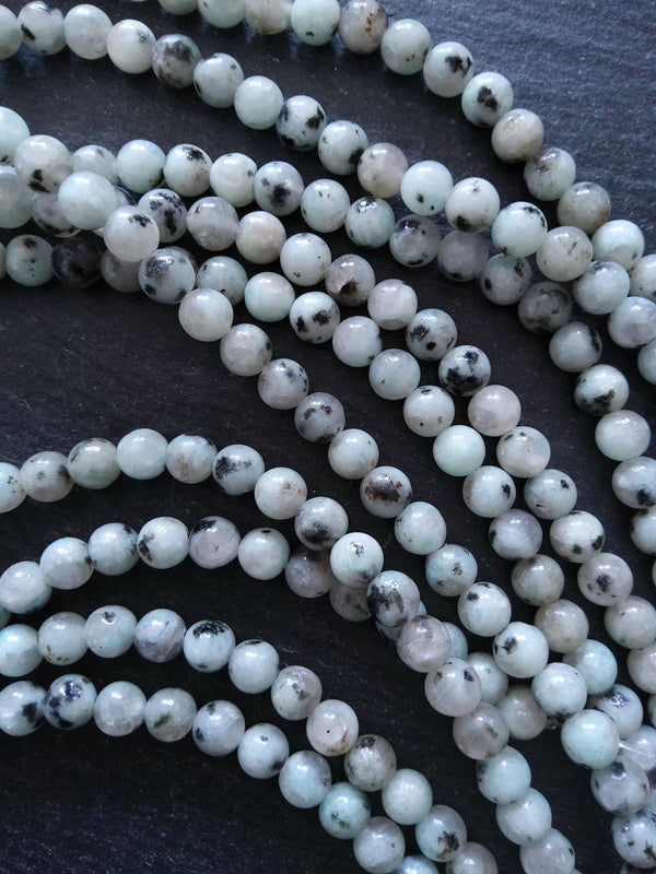 6.5mm Kiwi Sesame Jasper Natural Undyed Round Beads Full 15.7 inch Strand Hole: 1mm