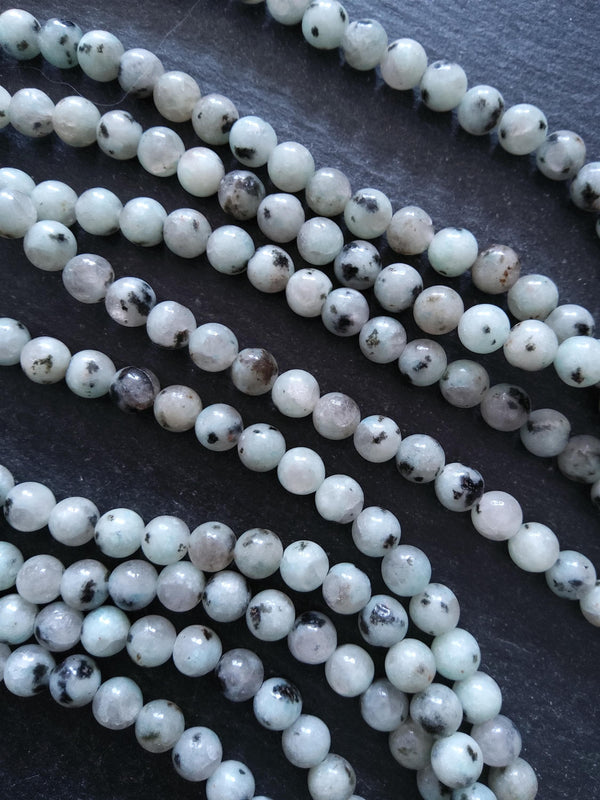 6.5mm Kiwi Sesame Jasper Natural Undyed Round Beads Full 15.7 inch Strand Hole: 1mm