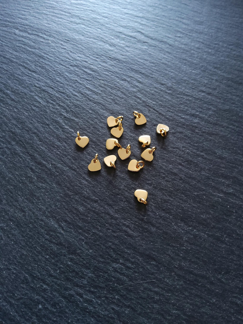 10 or 50 Stainless Steel Real 24K Gold Plated Tiny Flat Heart Charms 5x6x1mm