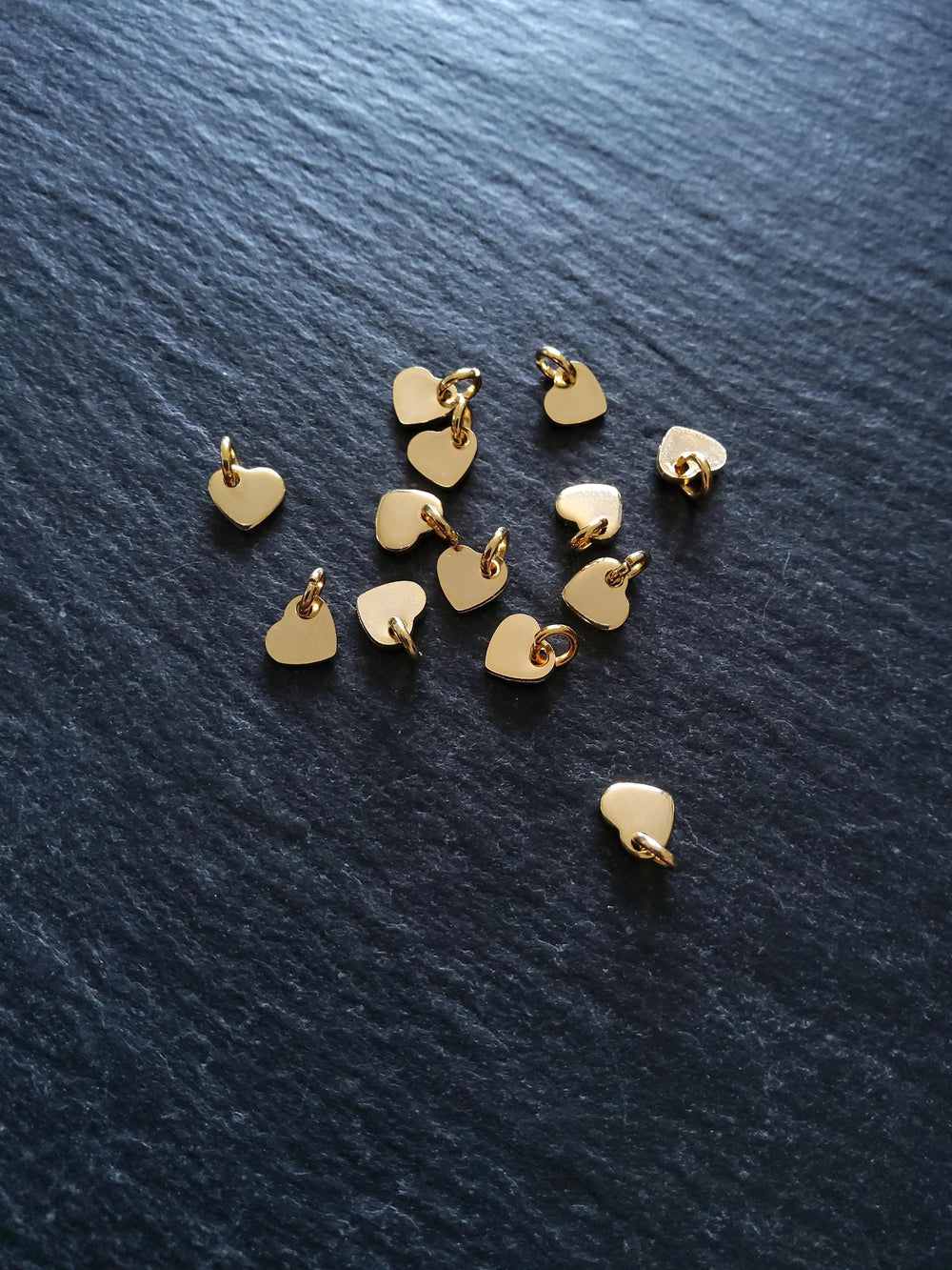 10 or 50 Stainless Steel Real 24K Gold Plated Tiny Flat Heart Charms 5x6x1mm