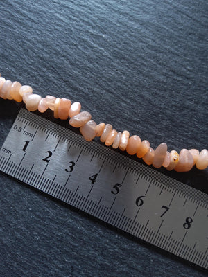 Natural Peach Moonstone Rounded Chip Beads 5mm to 8mm. Full 31 inch Strand. Hole: 1mm - ContentedCatz