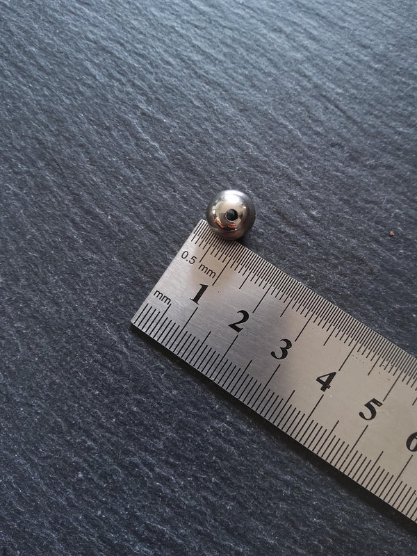 4 or 20 Stainless Steel 10mm Solid Round Spacer Beads Non-Tarnish. 10x9mm Hole 2mm