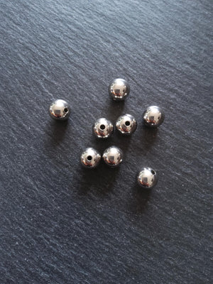 4 or 20 Stainless Steel 10mm Solid Round Spacer Beads Non-Tarnish. 10x9mm Hole 2mm