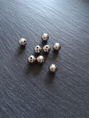4 or 20 Stainless Steel 10mm Solid Round Spacer Beads Non-Tarnish. 10x9mm Hole 2mm