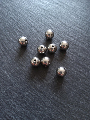 4 or 20 Stainless Steel 10mm Solid Round Spacer Beads Non-Tarnish. 10x9mm Hole 2mm