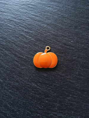 4 or 20 Pumpkin Charms Orange Enamel & Gold Metal Alloy 21x20x3mm