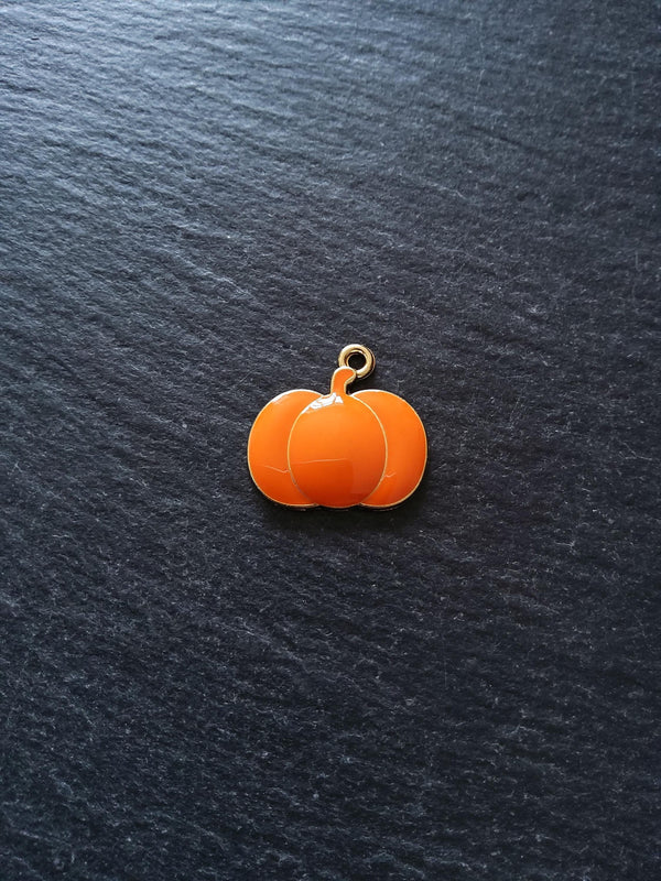 4 or 20 Pumpkin Charms Orange Enamel & Gold Metal Alloy 21x20x3mm