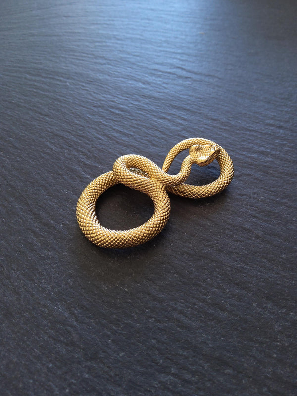 Snake Infinity Pendant Antique Gold Stainless Steel 27x50x9mm