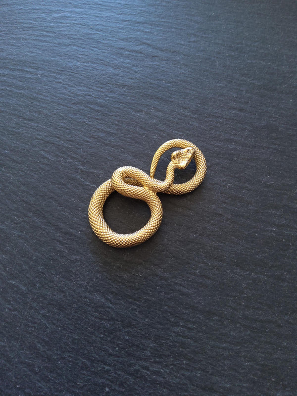 Snake Infinity Pendant Antique Gold Stainless Steel 27x50x9mm