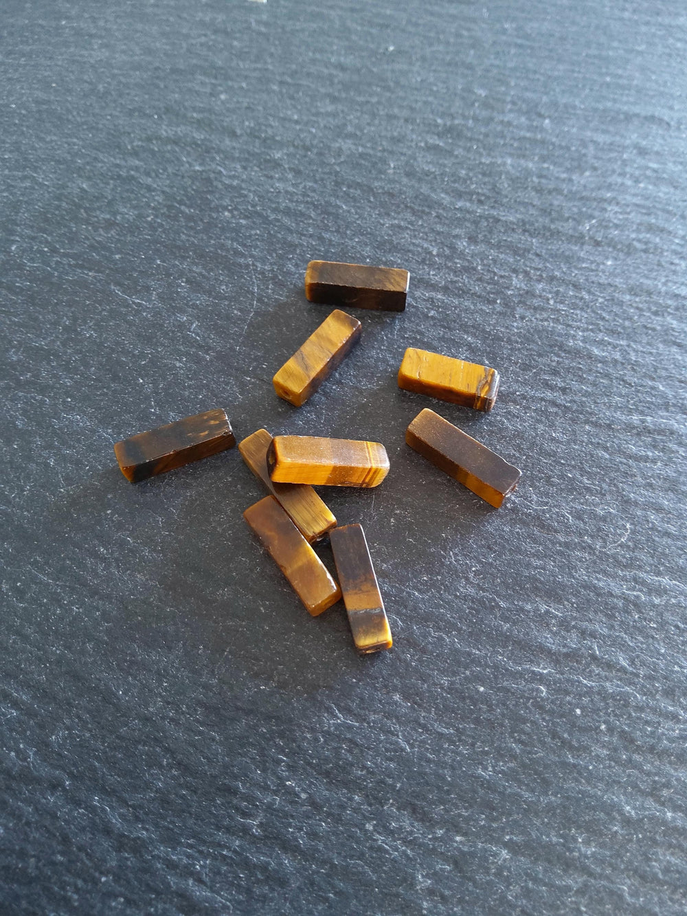 20 Natural Tigers Eye Beads Rectangle 14x5x5mm Hole: 1.6mm
