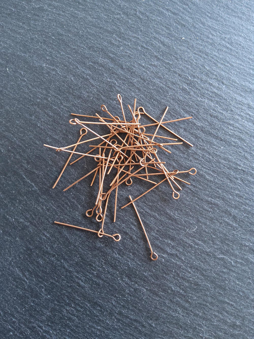 500 Antique Copper Tone Alloy Eye Pins 30mm Long, 0.7mm wide (21 gauge)