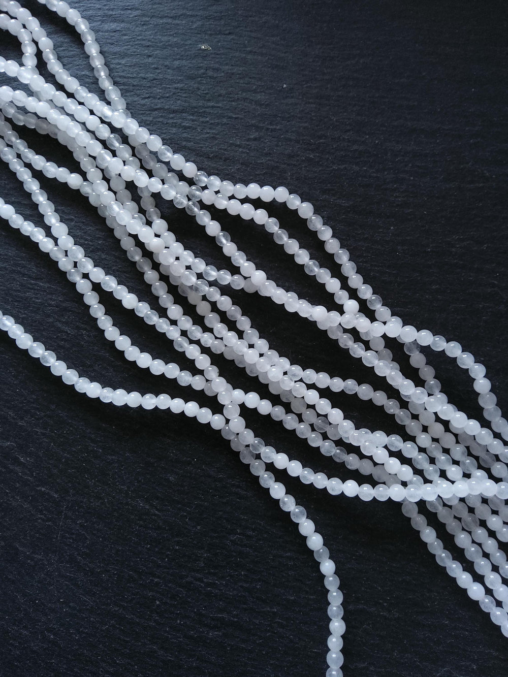 4.6mm Natural White Jade Round Undyed Polished Beads. Full 16 inch Strand Hole: 1mm