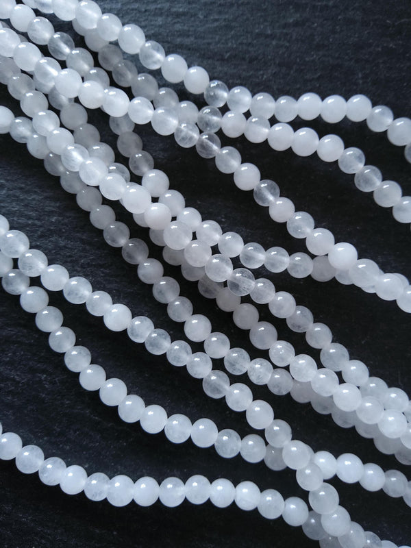 4.6mm Natural White Jade Round Undyed Polished Beads. Full 16 inch Strand Hole: 1mm