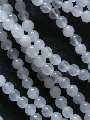 4.6mm Natural White Jade Round Undyed Polished Beads. Full 16 inch Strand Hole: 1mm