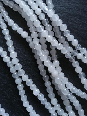 4.6mm Natural White Jade Round Undyed Polished Beads. Full 16 inch Strand Hole: 1mm