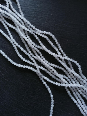 4.6mm Natural White Jade Round Undyed Polished Beads. Full 16 inch Strand Hole: 1mm