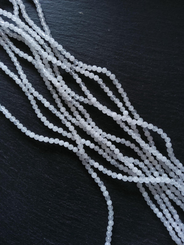 4.6mm Natural White Jade Round Undyed Polished Beads. Full 16 inch Strand Hole: 1mm