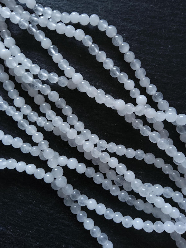 4.6mm Natural White Jade Round Undyed Polished Beads. Full 16 inch Strand Hole: 1mm
