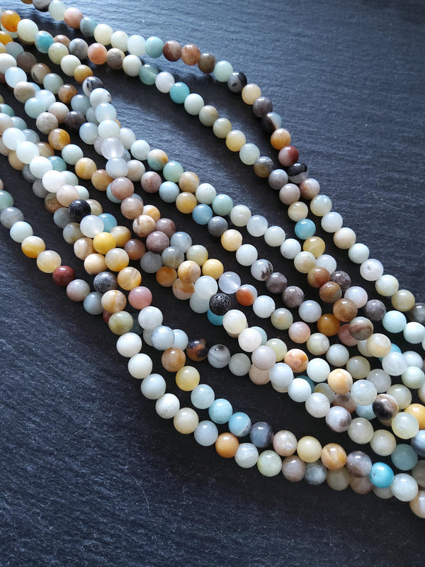 6.5mm Amazonite Beads Natural Undyed Polished Round Full 15.5 inch Strand Hole: 1mm