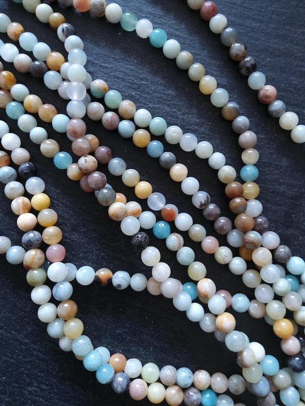 6.5mm Amazonite Beads Natural Undyed Polished Round Full 15.5 inch Strand Hole: 1mm