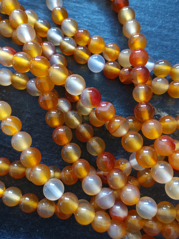 6.2mm Carnelian Beads Grade A Natural Dyed Round Polished Full 14.5 inch Strand