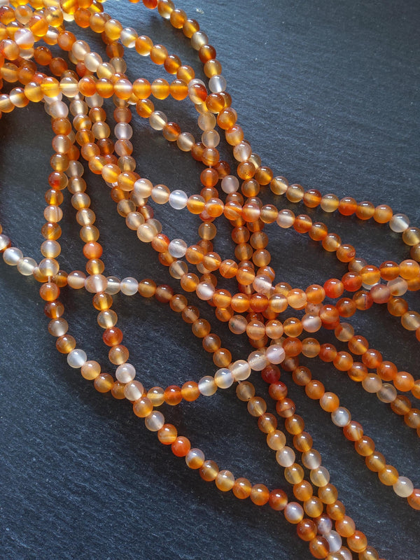 6.2mm Carnelian Beads Grade A Natural Dyed Round Polished Full 14.5 inch Strand
